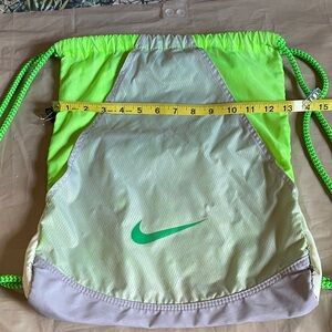 Nike Lime and Gray Drawstring Bag